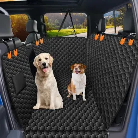Mancro XXL Dog Seat Cover for Truck with Flip Up Rear Seats, Water Resistant Dog Hammock for Truck,Car Dog Cover Back Seat for Full Size Crew Cab Truck, Large SUV, Orange