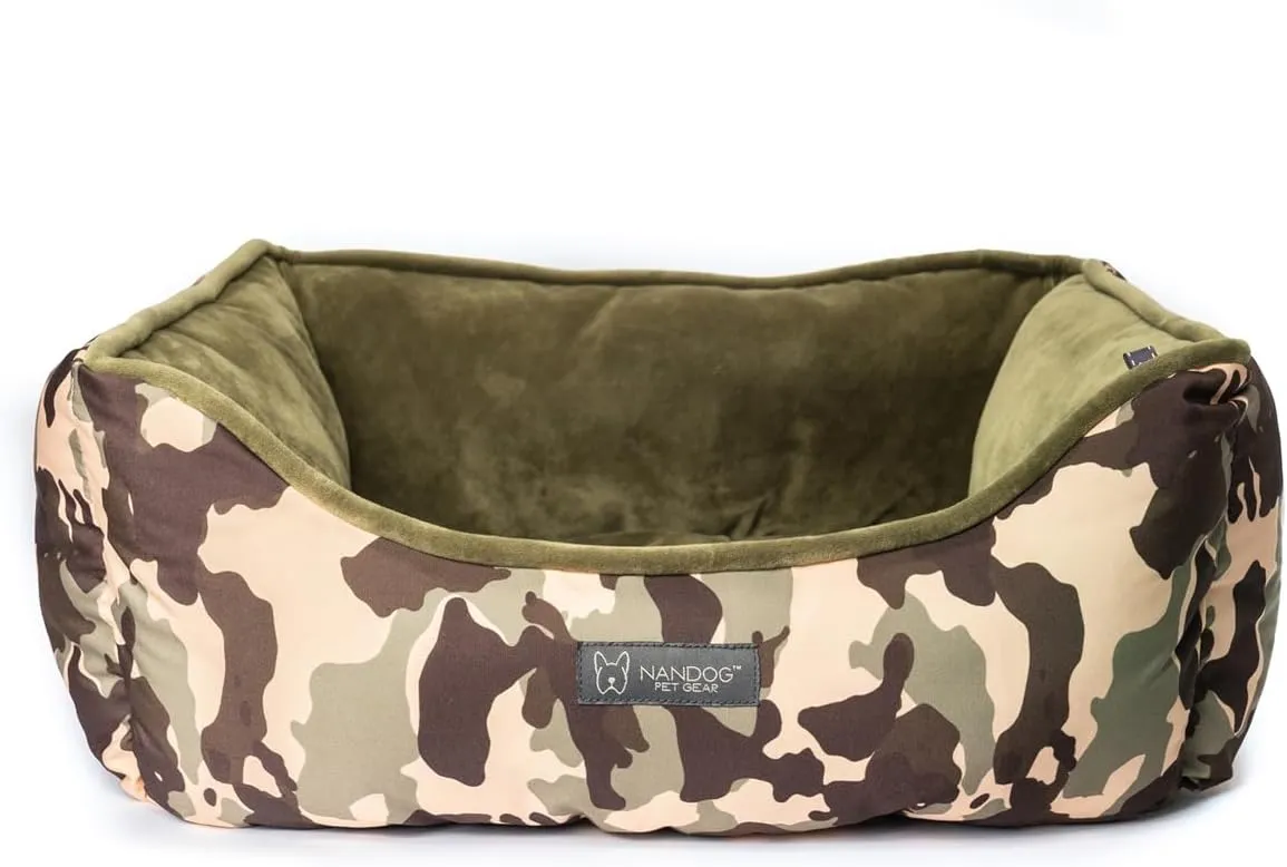 NANDOG Cloud Collection Cat and Dog Bed for Small to Medium Breeds  Made of Ultra Soft Micro Plush Fabric  Reversible Design with Double Stitched Seams (25x21x10) (Camouflage)