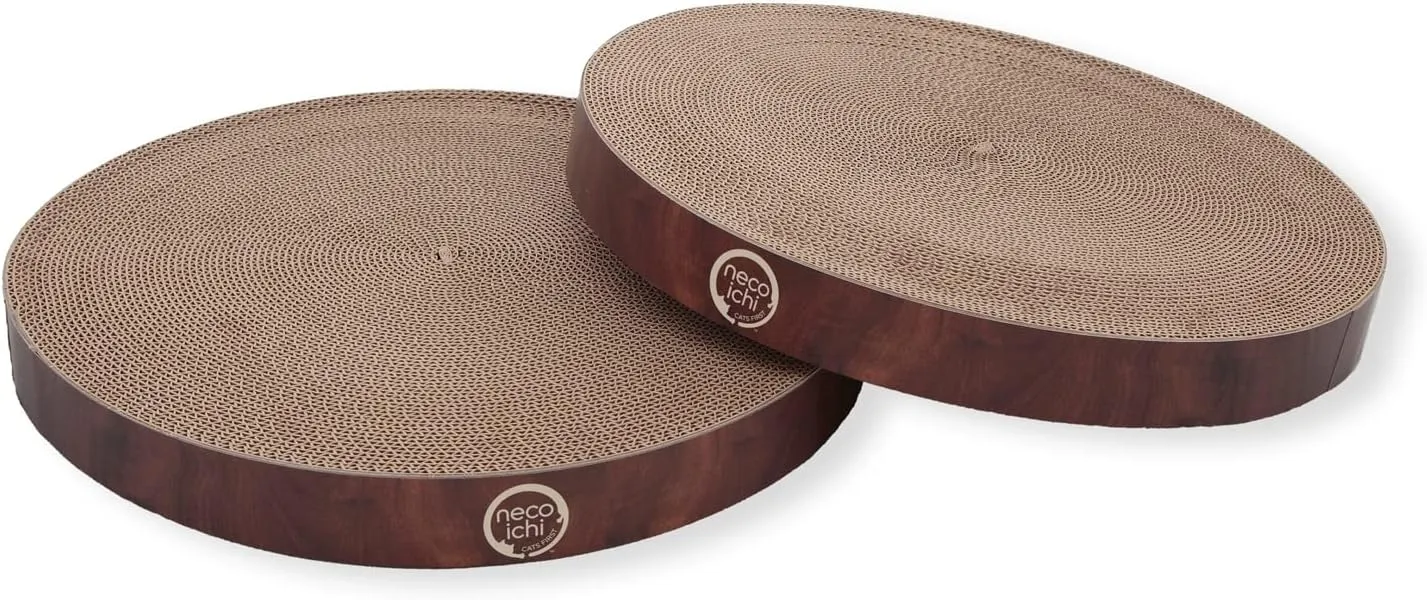 Necoichi Cat Scratcher Bowl Replacement for Indoor Cats - Cat Scratching Lounger with Reversible Usability and Extra Comfort for Lounge, Cardboard Bed Couch / (Regular, Dark Cherry)