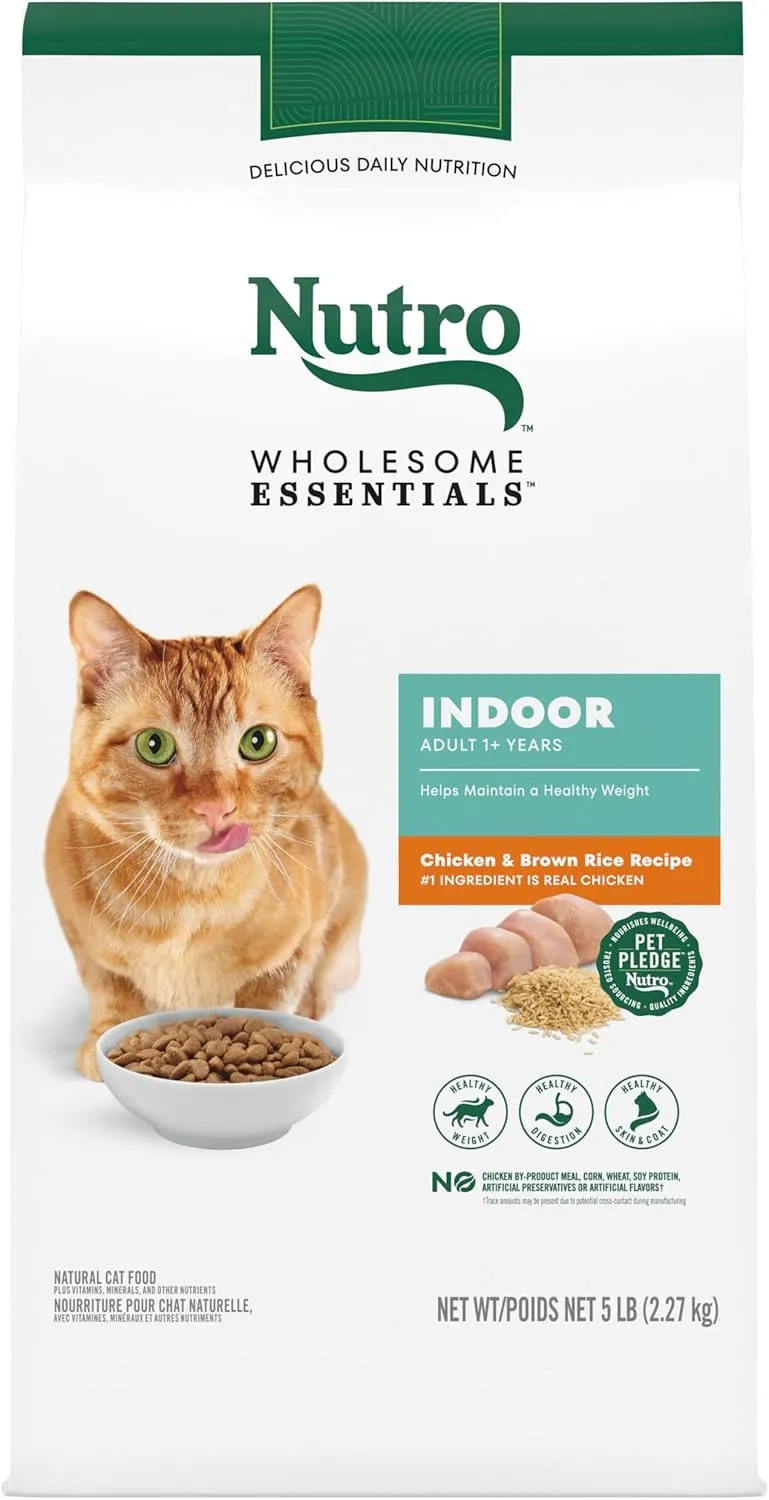 Nutro Wholesome Essentials Indoor Dry Cat Food, Chicken & Brown Rice Recipe, 5 lb. Bag