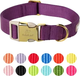 Nylon Dog Collar - Adjustable Deep Purple Soft Webbing Dog Collars for Small Medium Large Dogs Boy Girl Puppy Collar with Safety Metal Buckle XS