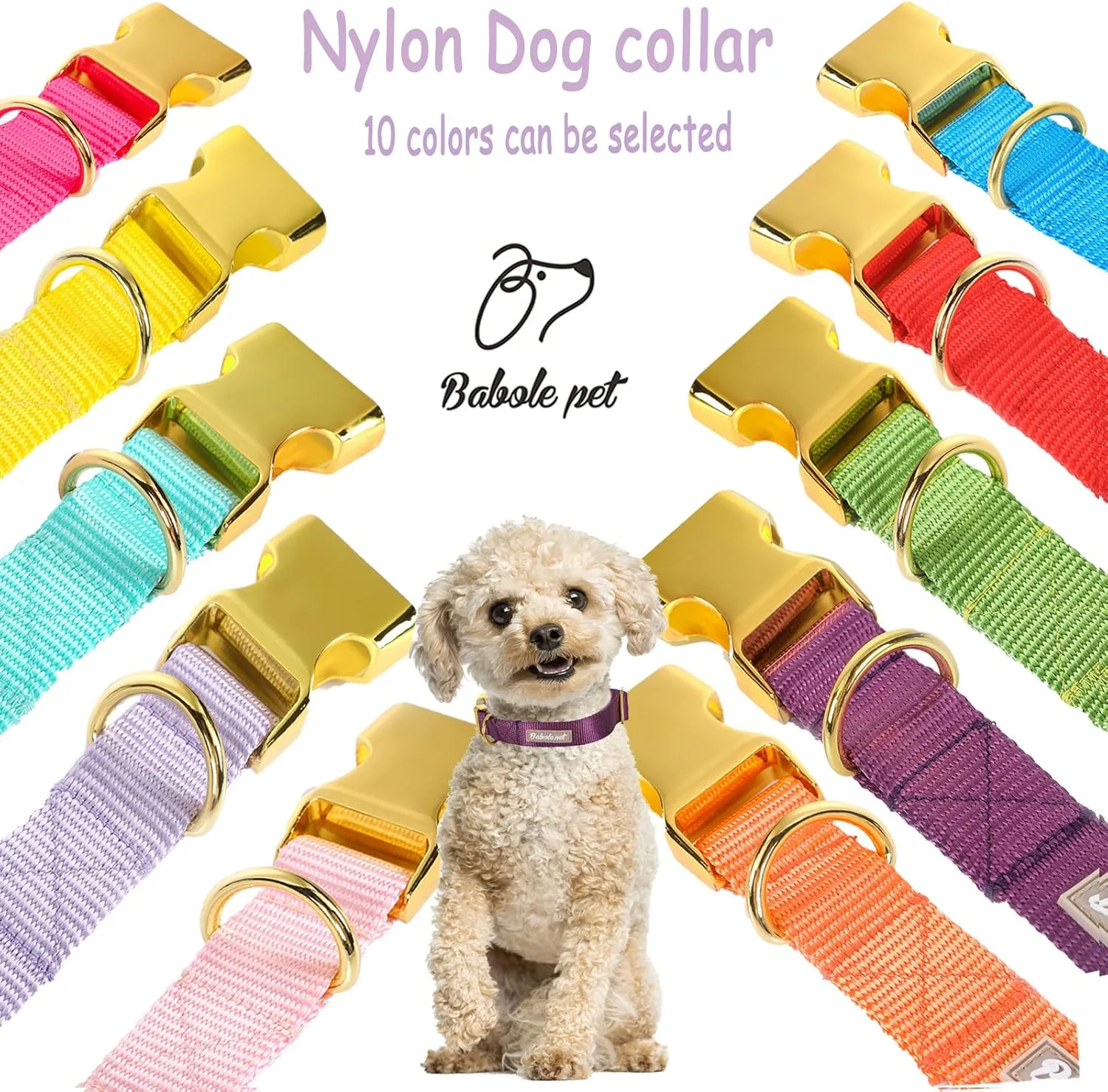 Nylon Dog Collar - Adjustable Deep Purple Soft Webbing Dog Collars for Small Medium Large Dogs Boy Girl Puppy Collar with Safety Metal Buckle XS