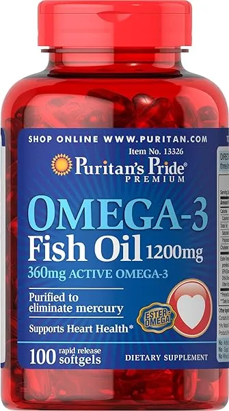 Omega-3 Fish Oil, 1200 mg, Supports Heart Health and Healthy Circulation, 100 Count in Pakistan