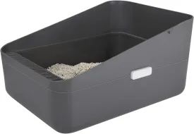 Open Litter Box, Secure and Odor Control, Durable High Side Sifting Litter Box for Small Cats, Removable, Easy to Clean and Assemble (Gray M)