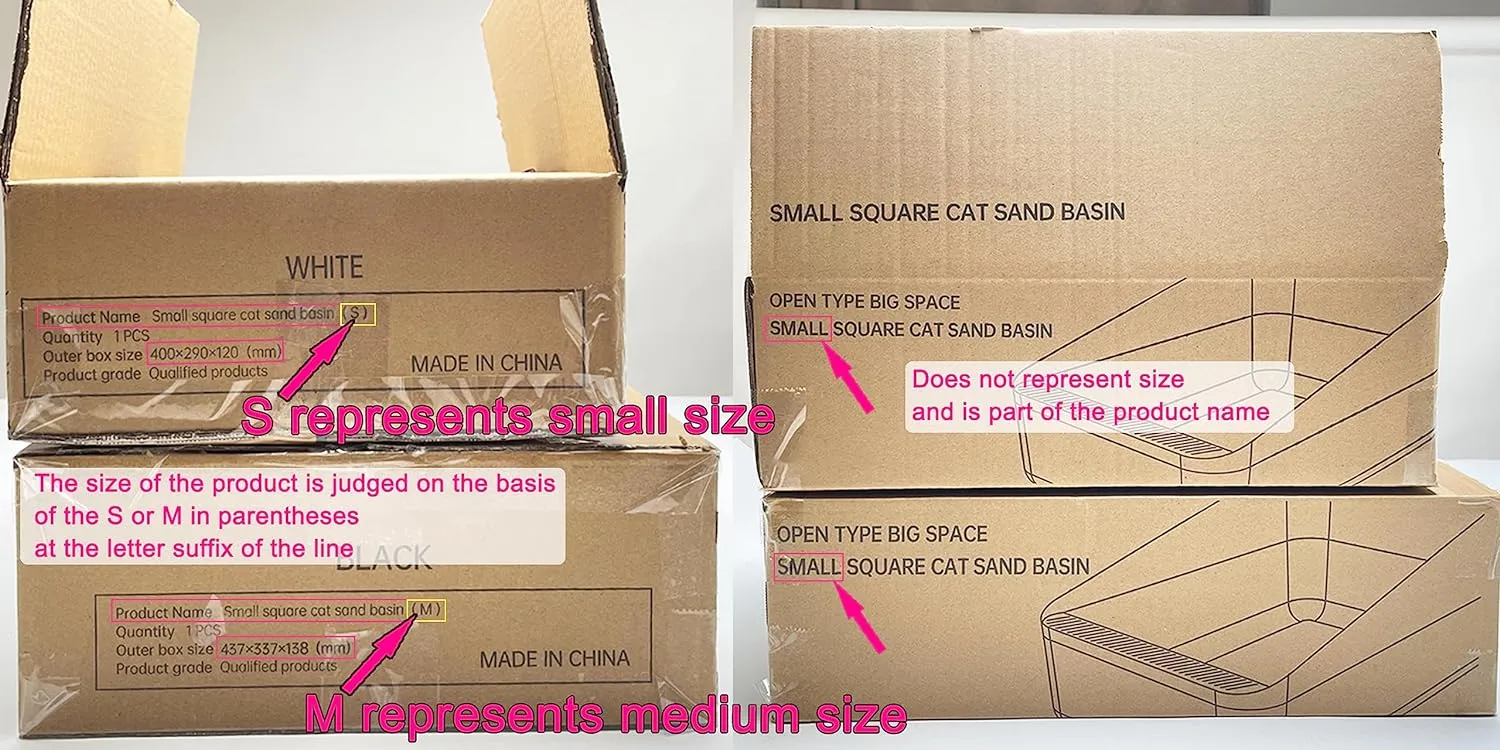 Open Litter Box, Secure and Odor Control, Durable High Side Sifting Litter Box for Small Cats, Removable, Easy to Clean and Assemble (Gray M)