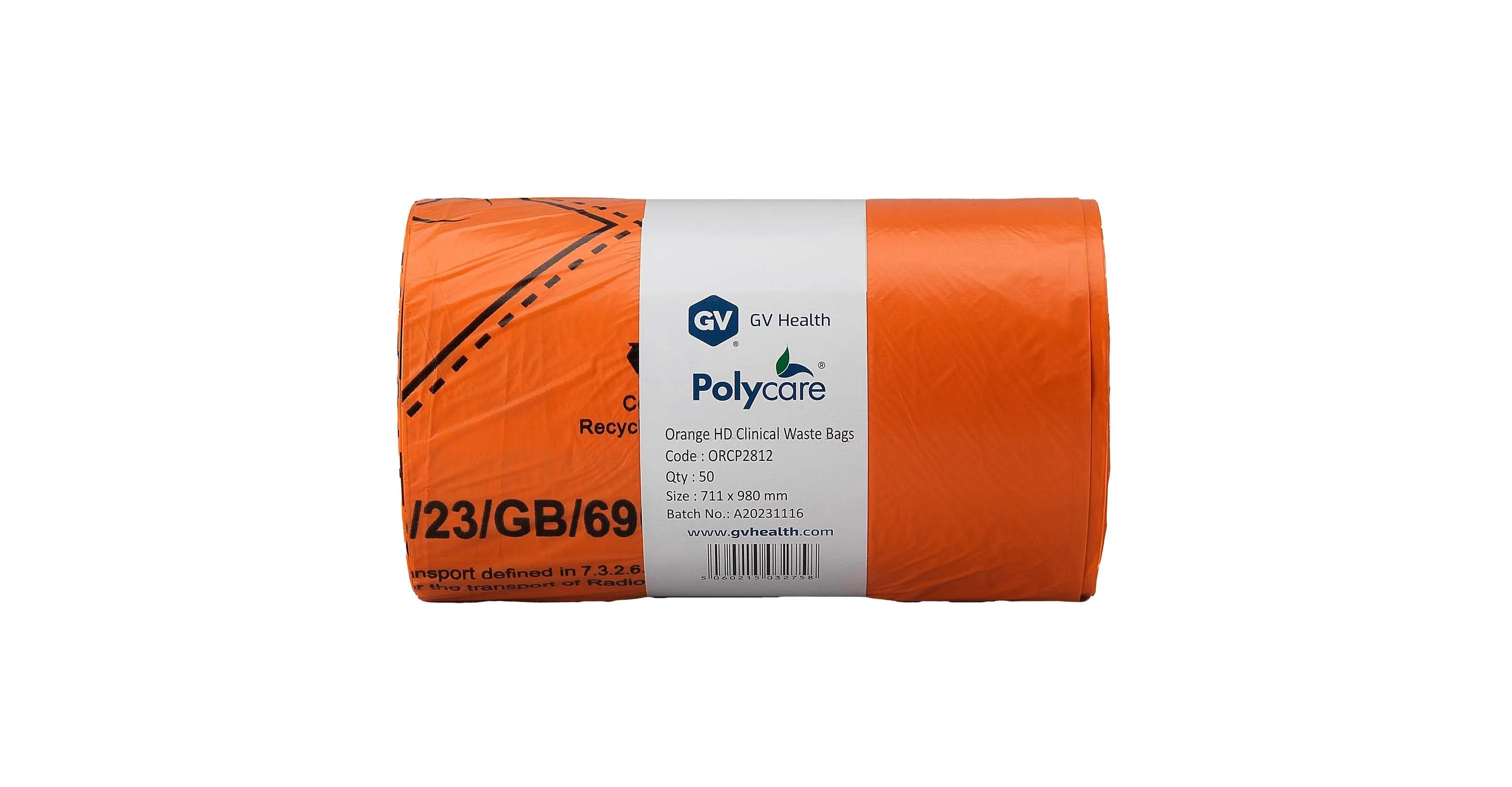 Orange Heavy Duty Clinical Waste Bags - 90L Large - Roll of 50