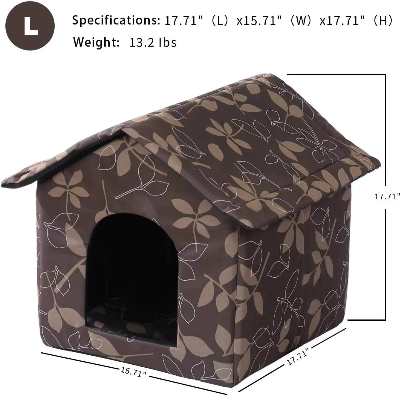 Outdoor Cat House Cat House for Outdoor and Indoor Use - Waterproof Shelter for Cats, Dogs, and Feral Animals (Large, Brown Support Rod)