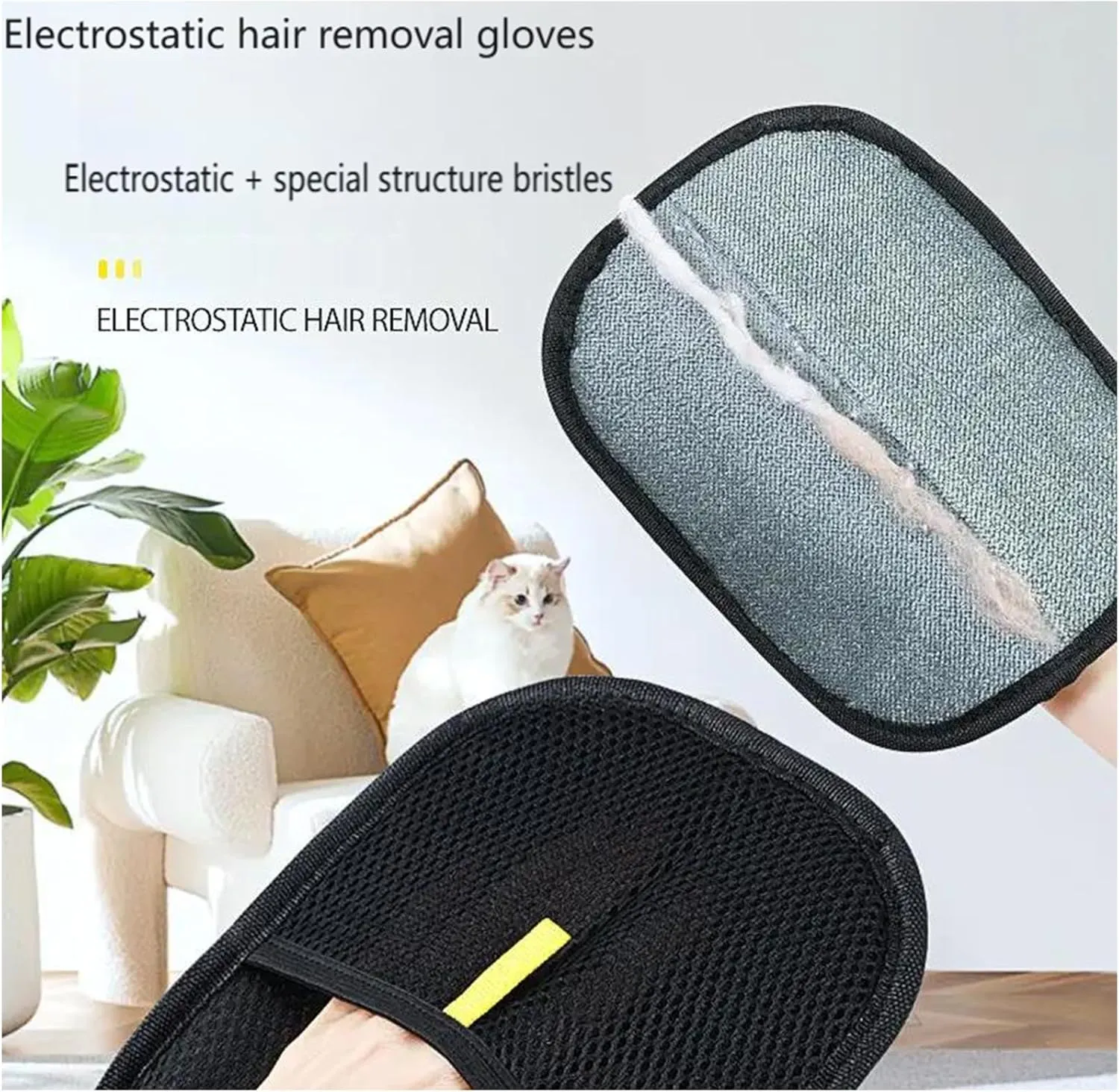 Pet Hair Removal Glove  Effortless Fur Cleanup, Electrostatic Pet Hair Remover, Static Removal Gloves for Pet Hair, Reusable Pet Grooming Gloves, for Dogs, Cats, Couch, Furniture, Carpet (1pcs)