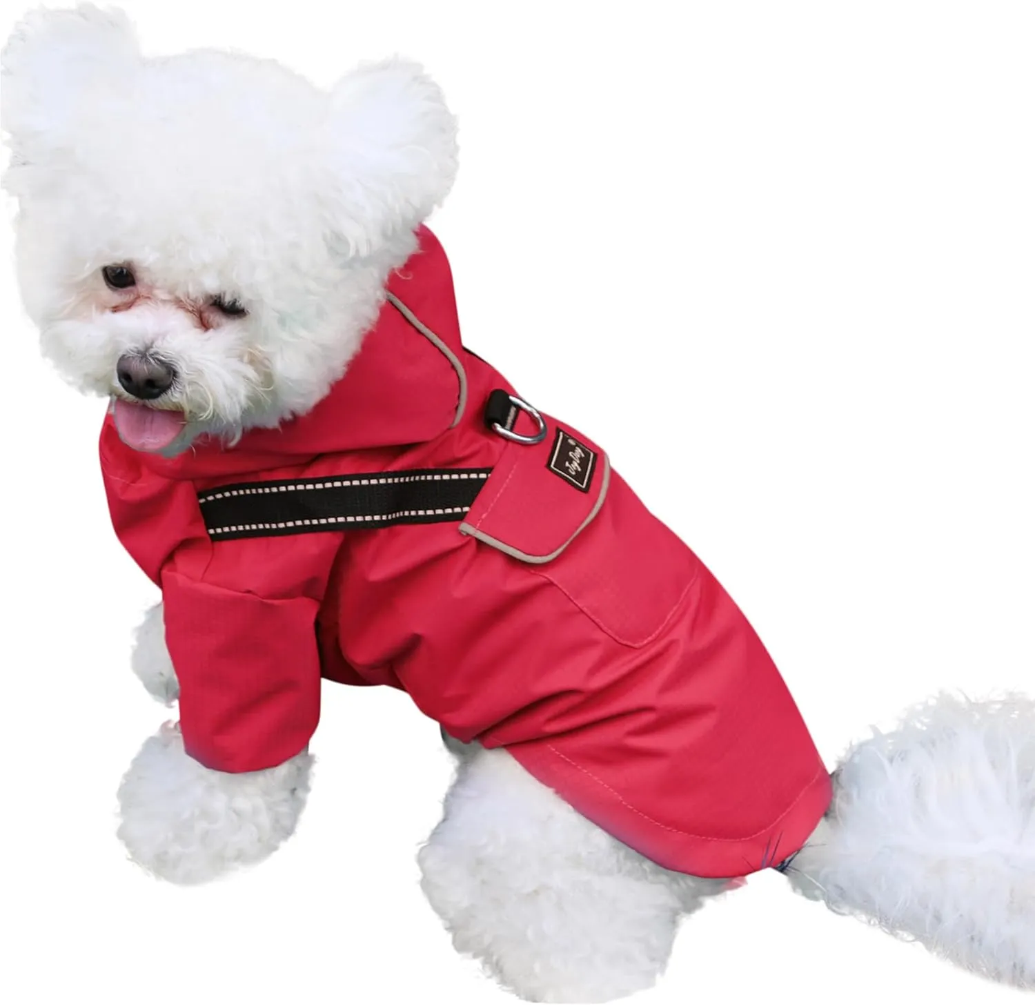 Premium Dog Raincoat with Hood for Extra Small Dogs,Outdoor Sports Waterproof Dog Rain Jacket,Puppy Raincoat with Pockets,Red XS