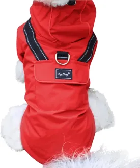 Premium Dog Raincoat with Hood for Extra Small Dogs,Outdoor Sports Waterproof Dog Rain Jacket,Puppy Raincoat with Pockets,Red XS