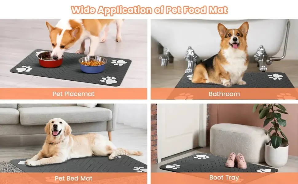 Premium Pet Feeding Mat - Quick-Dry, Waterproof Backing for Dogs and Cats
