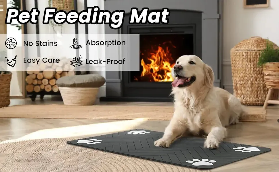 Premium Pet Feeding Mat - Quick-Dry, Waterproof Backing for Dogs and Cats