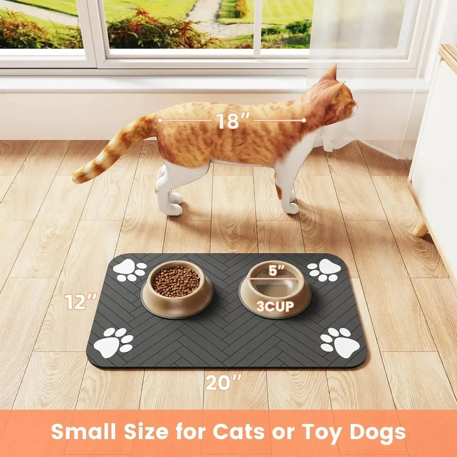 Premium Pet Feeding Mat - Quick-Dry, Waterproof Backing for Dogs and Cats
