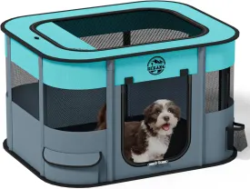 Puppy Playpen Cat Dog Crate: Play Pen Indoors Pet Playpens Portable Foldable Cage Kennel House for Small Kitten Rabbit Guinea Pig Hamster with Food Bowl (Grey, S, 1)