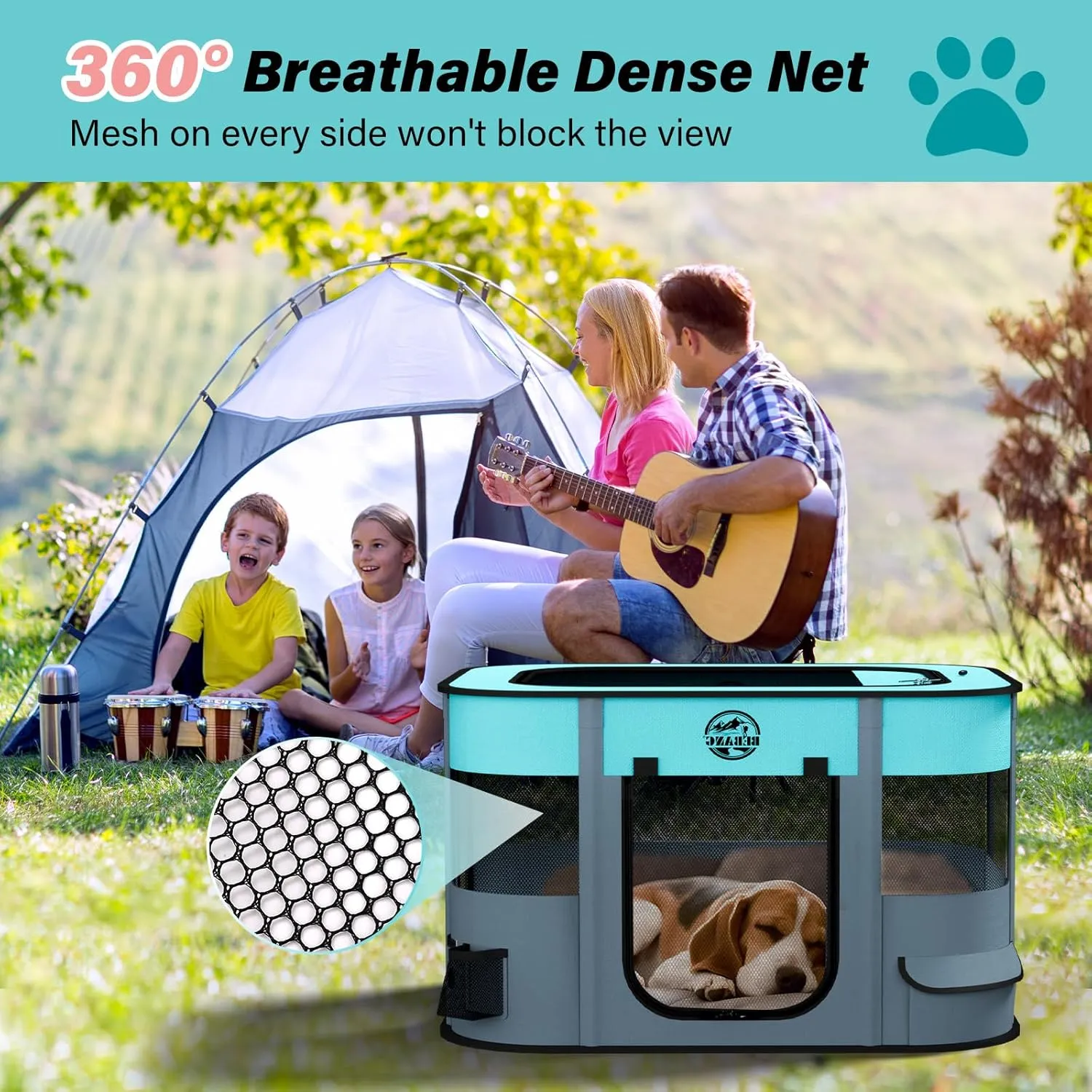 Puppy Playpen Cat Dog Crate: Play Pen Indoors Pet Playpens Portable Foldable Cage Kennel House for Small Kitten Rabbit Guinea Pig Hamster with Food Bowl (Grey, S, 1)
