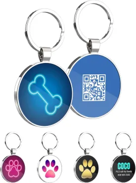 QR Code Dog Tags, Personalized for Pets - Custom Name ID Tags - Free Online Scan & Receive Instant Location Alert Email