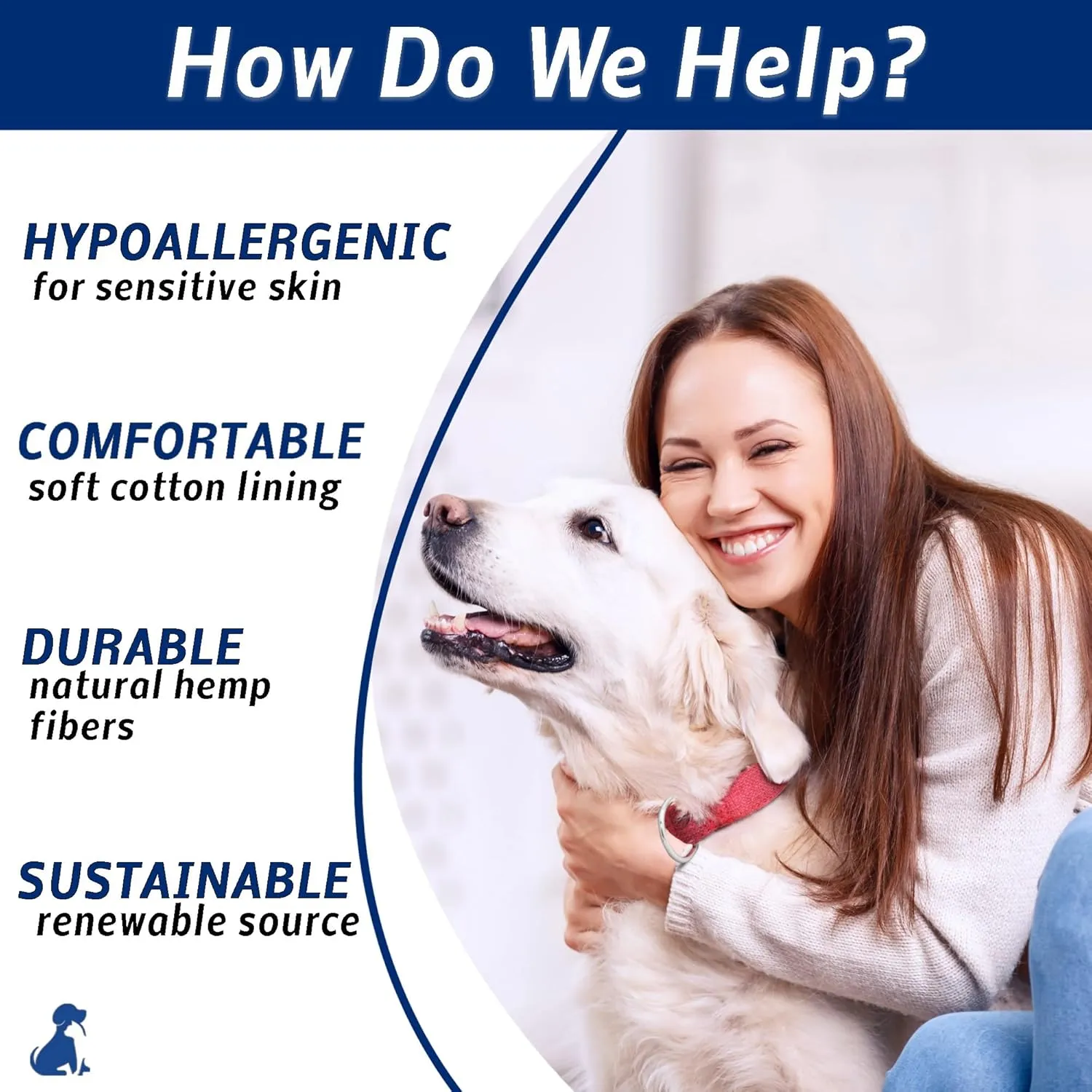 Red Hemp Dog Collar - Hypoallergenic Dog Collar - Comfortable for Sensitive Skin or Allergies with no Harsh Dyes or Chemicals - 5 Sizes from X-Small to x-Large Breeds