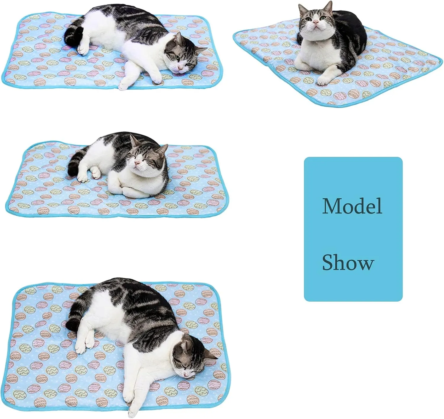 SEIS Dog Ice Pad Ice Silk Cats Kennel Mat Pet Cooling Pad Summer Cool Bamboo Mat Breathable Pad (Blue, S