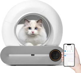 Self Cleaning Litter Box, Automatic Scooping and Odor Removal,App Control Support 2.4G WiFi,65 Liters Of Space And 9 Liters Of Collection BoxSmart Automatic Cat Litter Box with Liner,for Multiple Cats