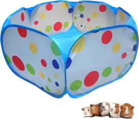 Small Animal Playpen, Portable Guinea Pig Playpen Pet Cage Tent, Waterproof Pop-up Open Pet Tent Metal Wire Yard Fence for Hamster Indoor Outdoor Exercise (Blue)