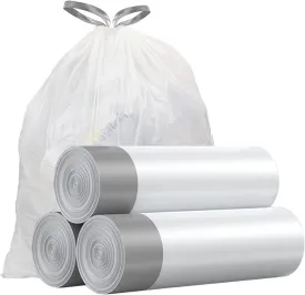 Small Trash Bags 4 Gallon - Drawstring, Individual Unscented Small Garbage Bags, White Trash Can Liners For Bathroom, 57 Count