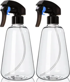 Spray Bottle 2 Pack, 16oz - Ultra Fine Mist, Plant Mister Hair Misting Empty Spray Bottles Indoor, Leak Proof Water Sprayer for Planting, Hair Care, Essential Oils, Cleaning Solutions (Clear)