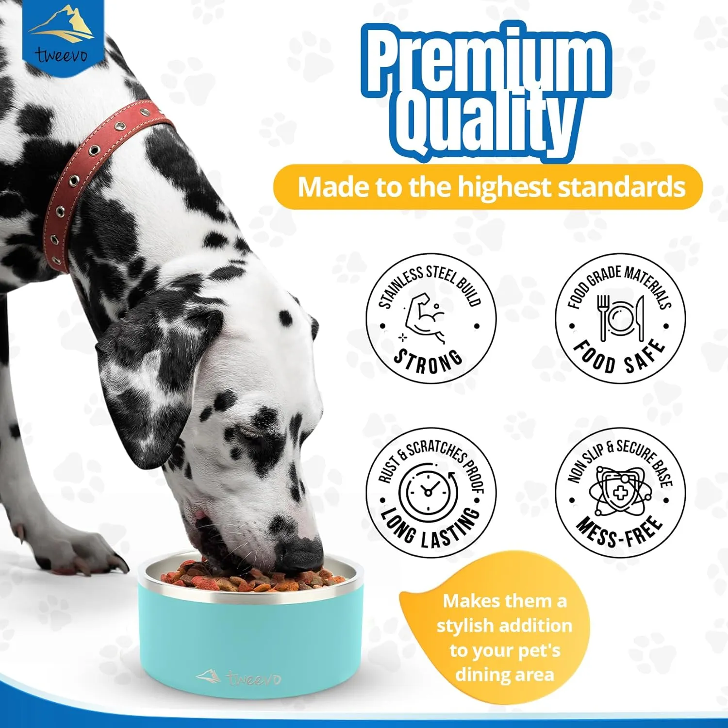 Stainless Steel Dog Food Bowl with 2 Rubber Balls - Non-Slip Insulated Dog Bowl with 7 Color Options - 100 Oz Durable Dog Water Bowl for Medium, Large and Extra Large Dogs (Stainless)