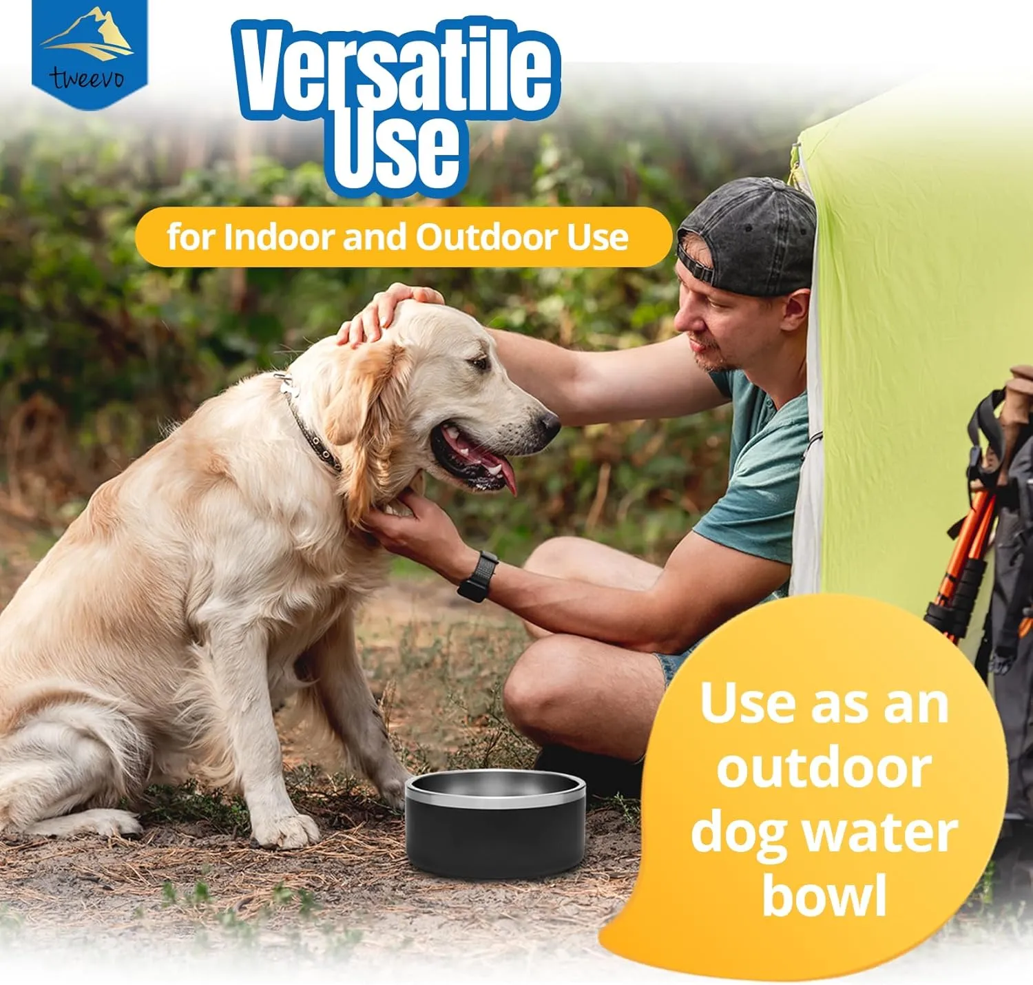 Stainless Steel Dog Food Bowl with 2 Rubber Balls - Non-Slip Insulated Dog Bowl with 7 Color Options - 100 Oz Durable Dog Water Bowl for Medium, Large and Extra Large Dogs (Stainless)