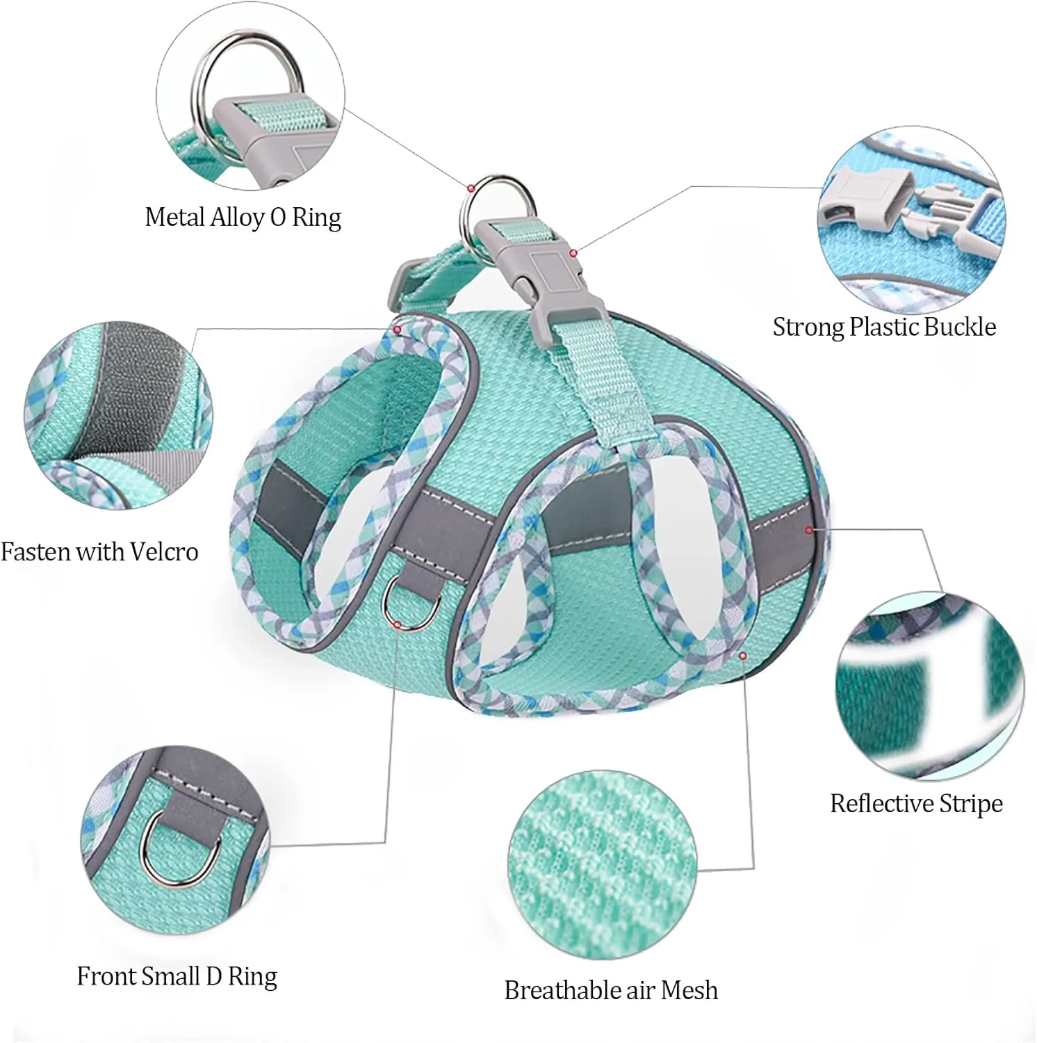 Step in Mesh Dog Harness and Leash Set, Breathable Air Mesh, Reflective, Escape Proof, No Choke, Lightweight, Black, M(neck:12"-13.5",chest:16"-18")
