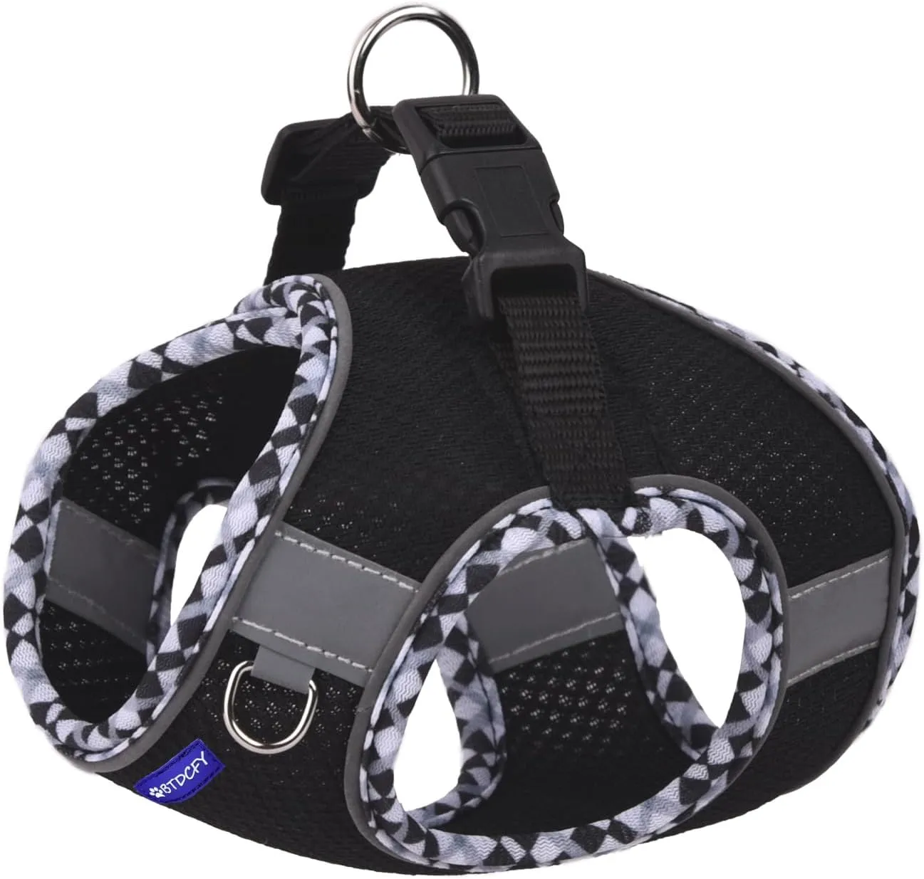 Step in Mesh Dog Harness and Leash Set, Breathable Air Mesh, Reflective, Escape Proof, No Choke, Lightweight, Black, M(neck:12"-13.5",chest:16"-18")