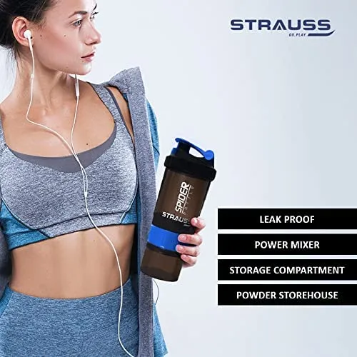 Strauss Spider Shaker Bottle 500 ml, (Blue), (Pack of 2)