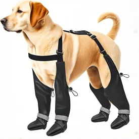 Suspender Boots for Large Dogs, Tall Dog Boots Anti-Slip & Fall Waterproof Dog Shoes Leggings, Adjustable Paws Protector for Large Dogs Winter Snow Rain Hiking (XL)