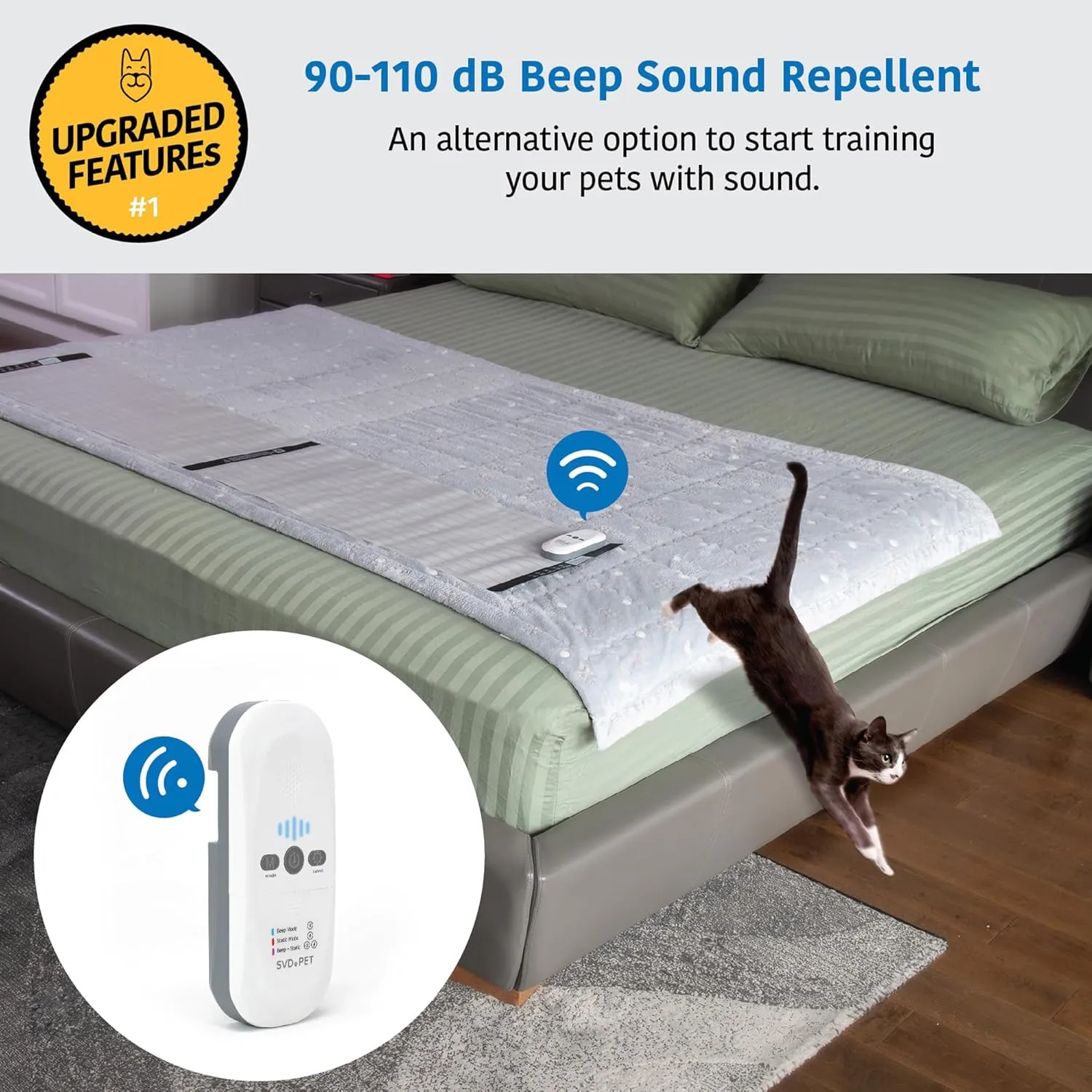 SVD.PET (2-Pack Pet Training Mat with Tester, Pet Shock Pad, Dogs & Cats Electronic Repellent mat for Indoor, 3 Training Modes, 5 Levels, Pet Safe Mode (White controler 22" X 16")