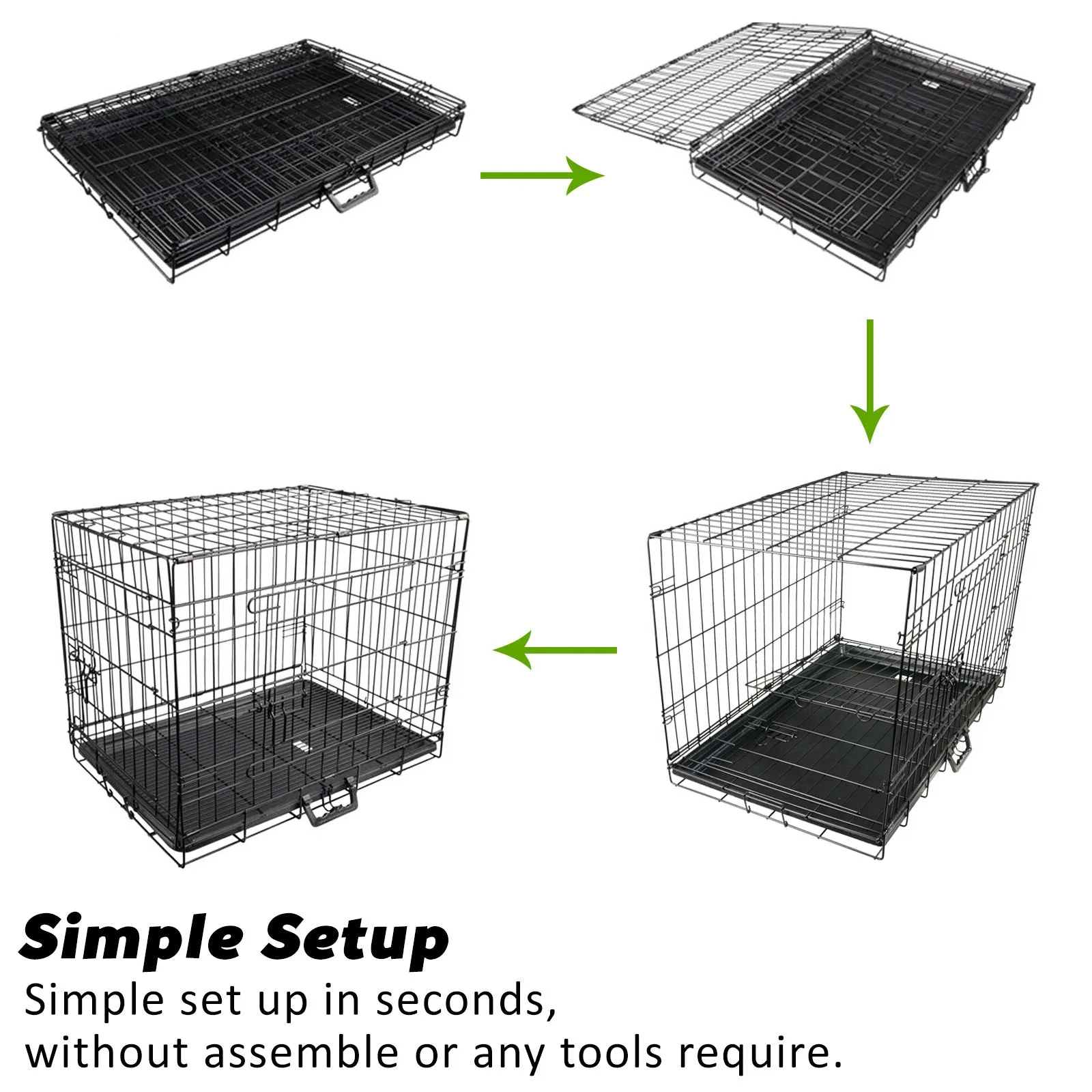 Wire Dog Cage Crate 36in with Tray   Cushion Mat   Blue Cover Combo