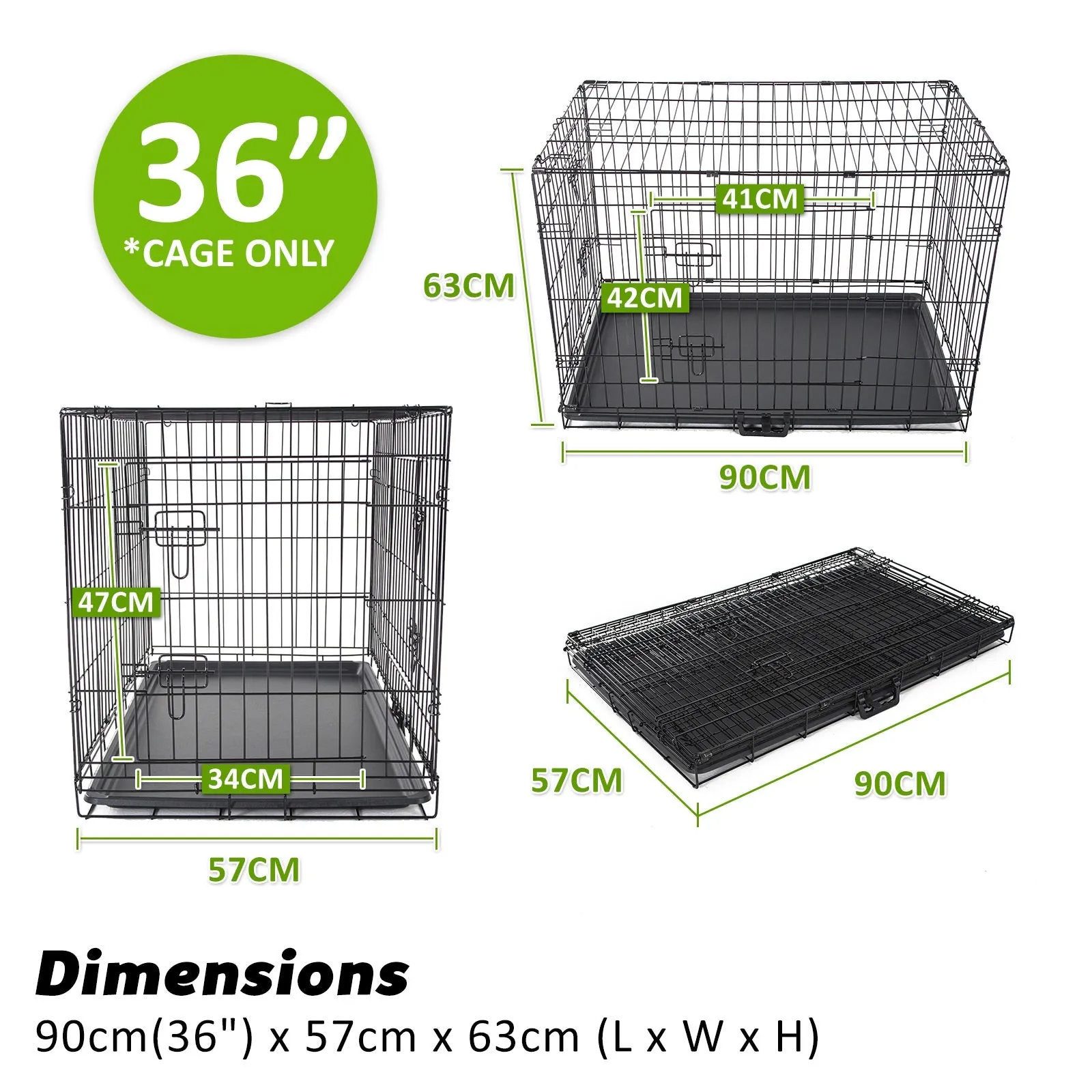 Wire Dog Cage Crate 36in with Tray   Cushion Mat   Blue Cover Combo