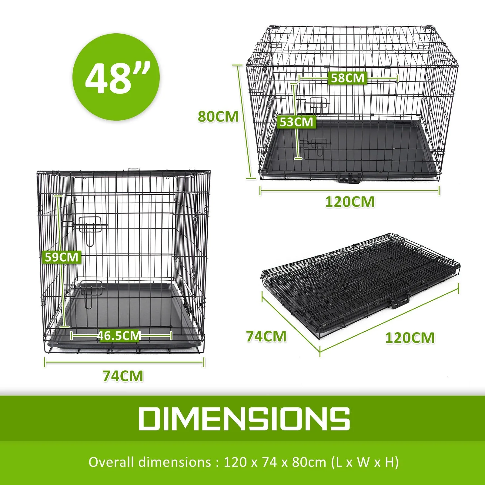 Wire Dog Cage Foldable Crate Kennel 48in with Tray   Pink Cover Combo