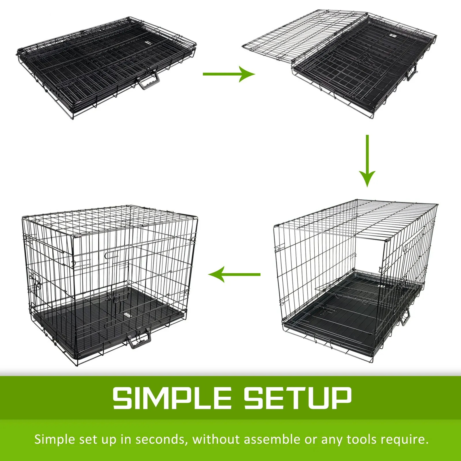 Wire Dog Cage Foldable Crate Kennel 48in with Tray   Pink Cover Combo