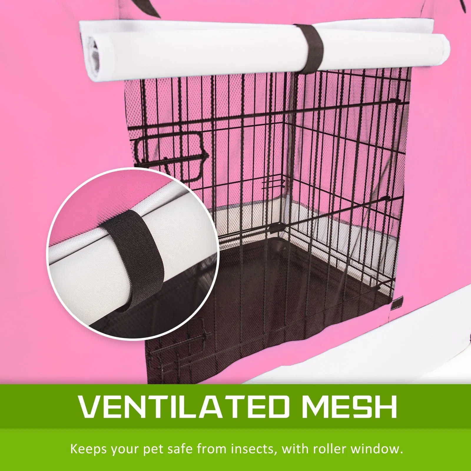 Wire Dog Cage Foldable Crate Kennel 48in with Tray   Pink Cover Combo
