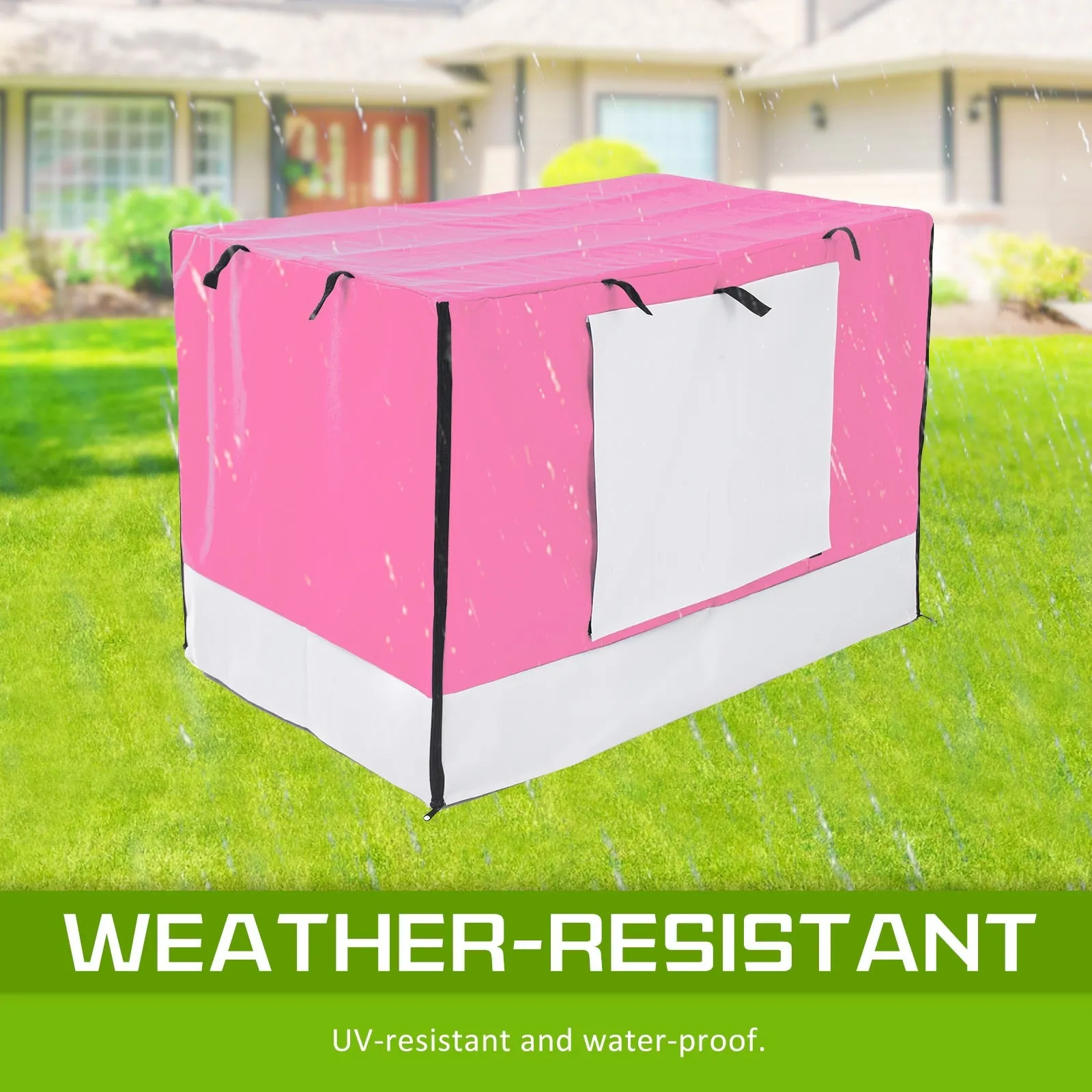 Wire Dog Cage Foldable Crate Kennel 48in with Tray   Pink Cover Combo