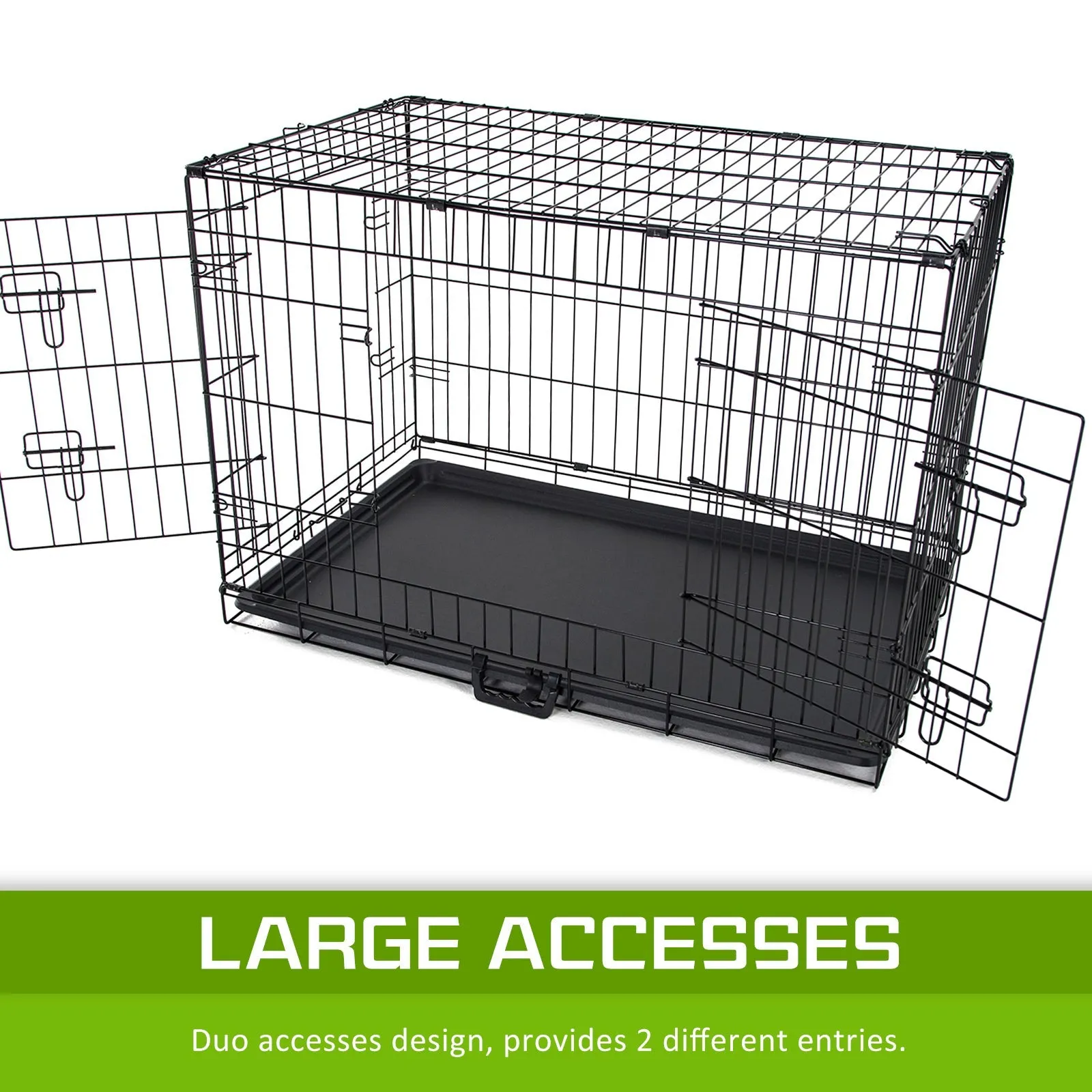 Wire Dog Cage Foldable Crate Kennel 48in with Tray   Pink Cover Combo