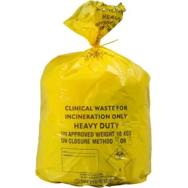 Yellow Heavy Duty Clinical Waste Bags - Large 90L - Roll of 25